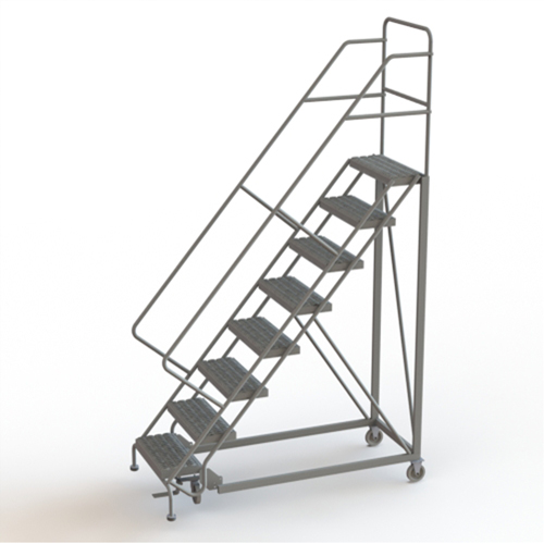 Safety Slope Rolling Ladder, 8 Steps, Serrated, 50° Incline, 80" High Oxford Builders Supplies Inc
