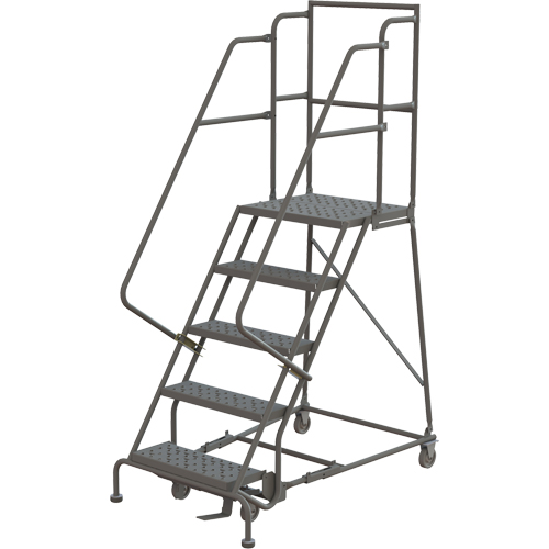 Deep Top Step Rolling Ladder, 5 Steps, 24" Step Width, 50" Platform Height, Steel Oxford Builders Supplies Inc