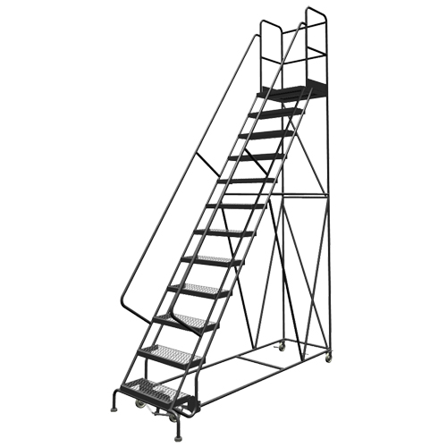 Deep Top Step Rolling Ladder, 8 Steps, 24" Step Width, 80" Platform Height, Steel Oxford Builders Supplies Inc