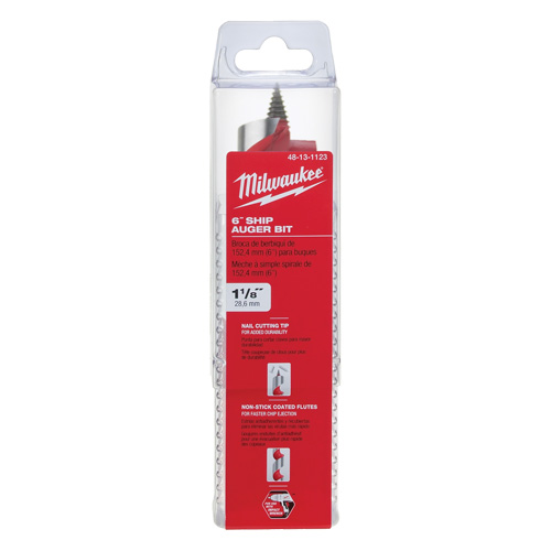Longue m&egrave;che h&eacute;licoidale pour perceuse, Diam&egrave;tre de 1-1/8", Cannelure 3", Tige 7/16" hexagonal Oxford Builders Supplies Inc