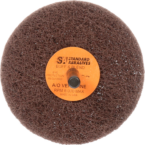 Standard Abrasives Buff & Blend Wheel, 3" Dia. x 1" W, 1/4" Arbor, Aluminum Oxide Oxford Builders Supplies Inc