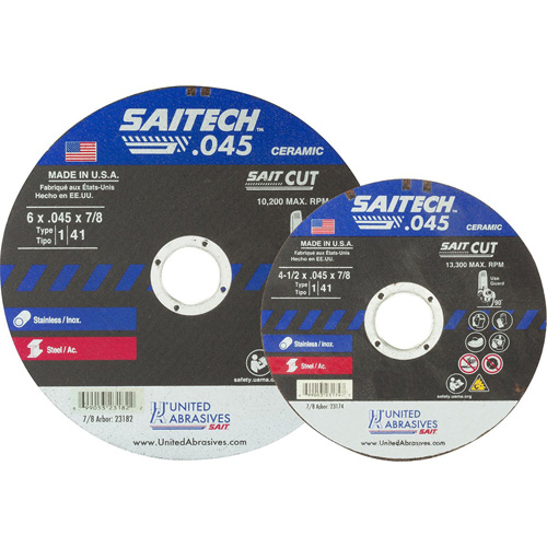 Cut-Off Wheel, 14-1/2" x 0.045", 5/8" Arbor, Type 1, Aluminum Oxide/Ceramic, 13300 RPM Oxford Builders Supplies Inc