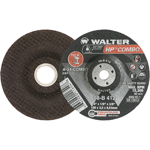 HP Combo Depressed Center Combination Wheel, 4" x 1/8", 3/8" Arbor, Type 27 Oxford Builders Supplies Inc