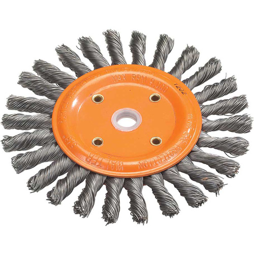 Knot-Twisted Wire Bench Wheel, 8" Dia., 0.0118" Fill, 5/8" Arbor, Steel Oxford Builders Supplies Inc