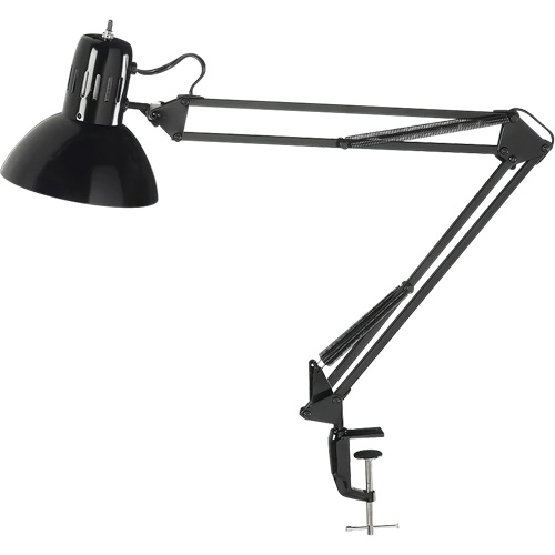 Lampes de bureau &agrave; pince - Bras flexible, 100 W, Incandescente, Pinces serre-joints, Noir Oxford Builders Supplies Inc