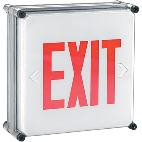 Aqua NEMA 4x Exit Signs, LED, Hardwired, 11-3/4" L x 11-3/4" W, English Oxford Builders Supplies Inc