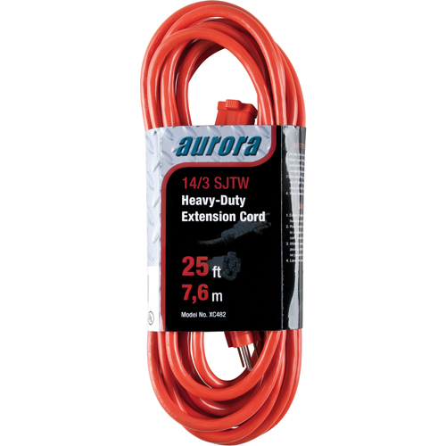 Vinyl Extension Cord, Outdoor, SJTW, 14/3 AWG, 15 A, 25' Oxford Builders Supplies Inc