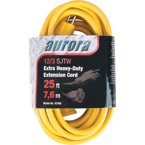 Cordon rallonge en vinyle, Ext&eacute;rieur, SJTW, AWG 12/3, 15 A, 25' Oxford Builders Supplies Inc