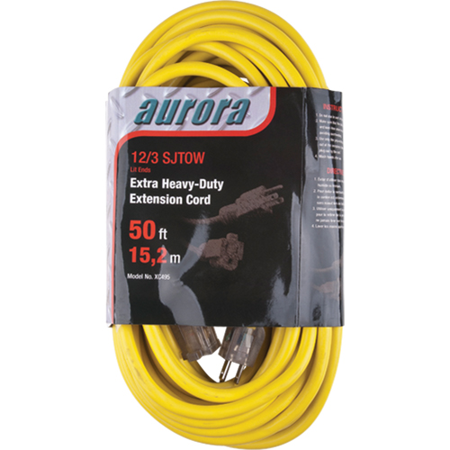 Cordon rallonge en vinyle avec indicateur lumineux, Ext&eacute;rieur, SJTOW, AWG 12/3, 15 A, 50' Oxford Builders Supplies Inc