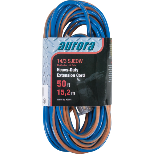 TPE-Rubber Extension Cord With Light Indicator, All-Weather, SJEOW, 14/3 AWG, 15 A, 50' Oxford Builders Supplies Inc