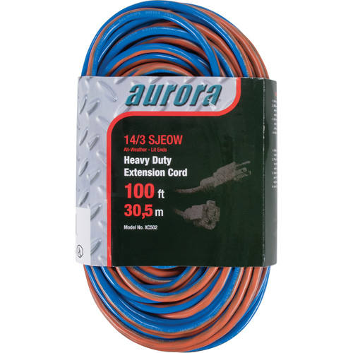 Cordon rallonge en caoutchouc TPE avec indicateur lumineux, Toutes saisons, SJEOW, AWG 14/3, 13 A, 100' Oxford Builders Supplies Inc