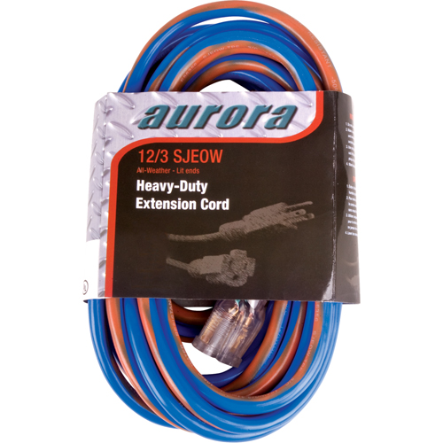 TPE-Rubber Extension Cord With Light Indicator, All-Weather, SJEOW, 12/3 AWG, 15 A, 50' Oxford Builders Supplies Inc