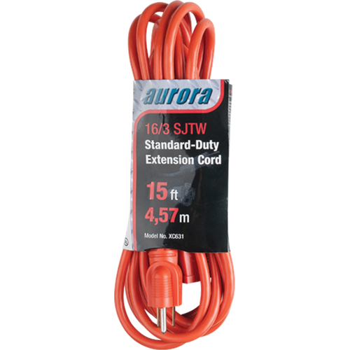Extension Cord, Indoor/Outdoor, SJTW, 16/3 AWG, 13 A, 15' Oxford Builders Supplies Inc