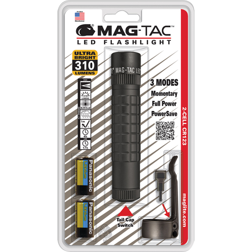 Mag-Tac Tactical Flashlights, LED, 310 Lumens, CR123 Batteries Oxford Builders Supplies Inc