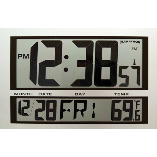Horloge g&eacute;ante, Num&eacute;rique, &agrave; piles, 16,5" la x 1,7" p x 11" h, Argent Oxford Builders Supplies Inc