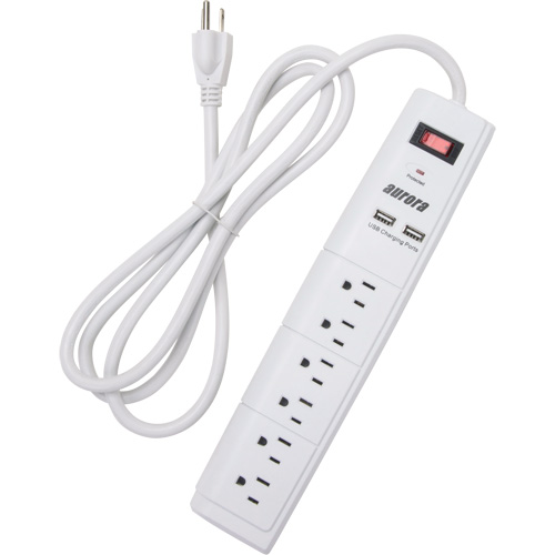 USB Charging Surge Protector, 6 Outlets, 1200 J, 1875 W, 6' Cord Oxford Builders Supplies Inc