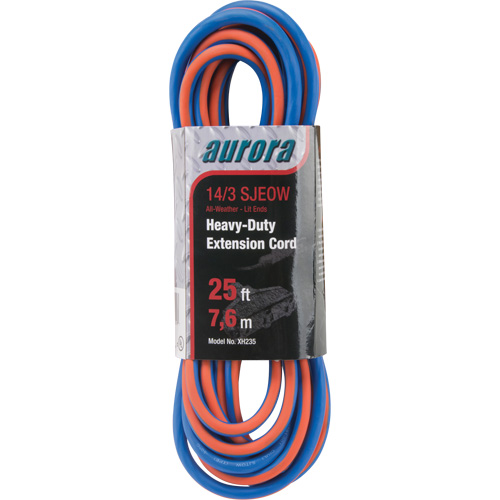 TPE-Rubber Extension Cord with Light Indicator, All-Weather, SJEOW, 14/3 AWG, 15 A, 3 Outlet(s), 25' Oxford Builders Supplies Inc