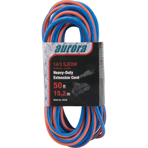 TPE-Rubber Extension Cord with Light Indicator, All-Weather, SJEOW, 14/3 AWG, 15 A, 3 Outlet(s), 50' Oxford Builders Supplies Inc