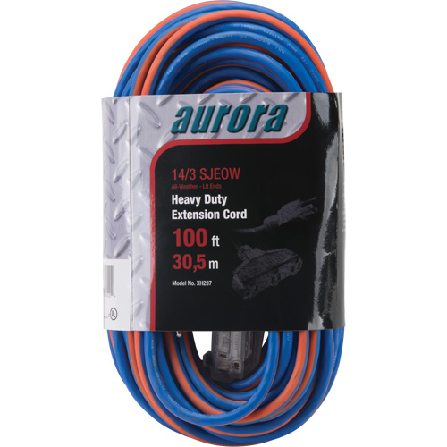 TPE-Rubber Extension Cord with Light Indicator, All-Weather, SJEOW, 14/3 AWG, 13 A, 3 Outlet(s), 100' Oxford Builders Supplies Inc