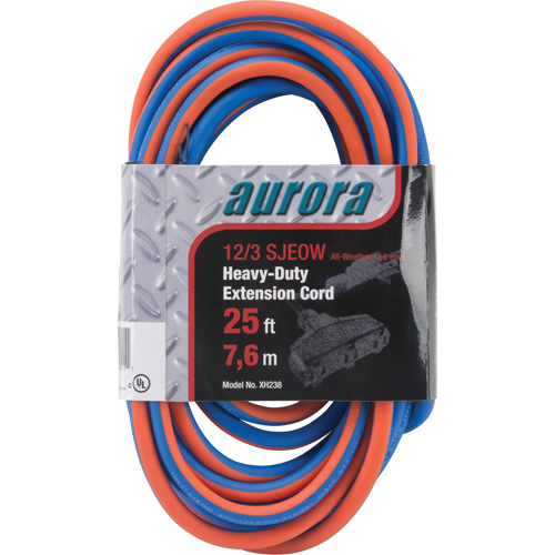 TPE-Rubber Extension Cord with Light Indicator, All-Weather, SJEOW, 12/3 AWG, 15 A, 3 Outlet(s), 25' Oxford Builders Supplies Inc