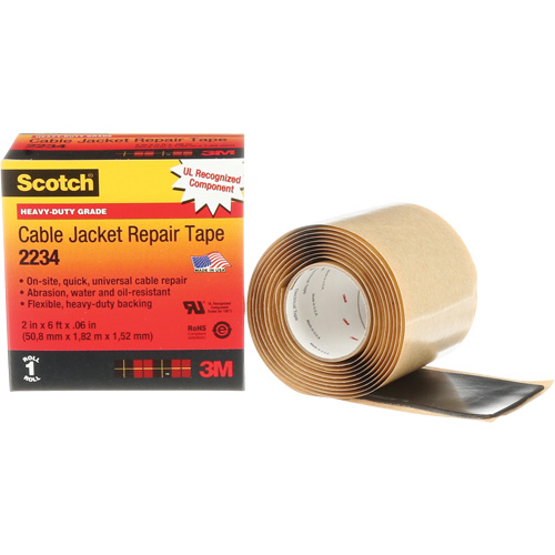 Ruban de r&eacute;paration de gaines pour c&acirc;bles Scotch, 51 mm (2") x 1,8 m (6'), Noir, 60 mils Oxford Builders Supplies Inc