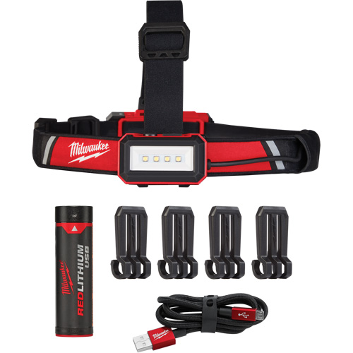 Lampe frontale USB &agrave; profil bas, DEL, 600 lumens, 2 hres de fonctionnement, piles Rechargeable Oxford Builders Supplies Inc