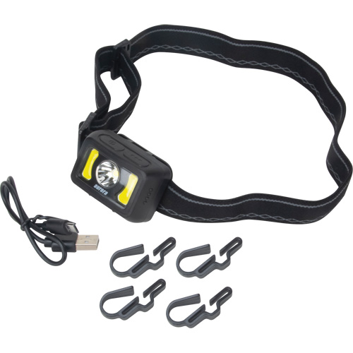 Lampe frontale, DEL, 350 lumens, 2 hres de fonctionnement, piles Rechargeable Oxford Builders Supplies Inc