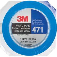 471 Vinyl Tape, 25.4 mm (1") W x 32.9 m (108') L, 5.3 mils, Blue Oxford Builders Supplies Inc