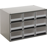Casiers modulaires pour pi&egrave;ces, Acier, 9 tiroirs, 17" x 10-9/16" x 3-1/16", Gris Oxford Builders Supplies Inc