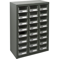 KPC-400 Parts Cabinet, Galvanized Steel, 24 Drawers, 17-3/10" x 8-7/10" x 25-3/5", Grey Oxford Builders Supplies Inc