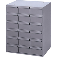 Casiers &agrave; tiroirs industriels, 18 tiroirs, 17-1/4" la x 11-5/8" p x 21-1/4" h, Gris Oxford Builders Supplies Inc