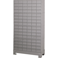 Casiers &agrave; tiroirs industriels avec base, 96 tiroirs, 34-1/8" la x 12-1/4" p x 62-1/2" h, Gris Oxford Builders Supplies Inc