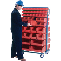 Double-Sided Mobile Bin Rack, Double-sided, 96 bins, 36" W x 24" D x 63" H Oxford Builders Supplies Inc