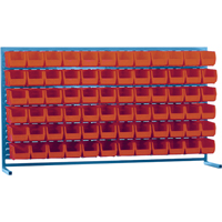 Louvered Rack with Bins, 72 Bins, 72" W x 15" D x 40" H Oxford Builders Supplies Inc