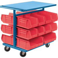 Bin Cart with Bins, Double-sided, 20 bins, 24" W x 38-1/2" D x 36-1/2" H Oxford Builders Supplies Inc