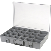 Compartment Case, Plastic, 24 Slots, 18-1/2" W x 13" D x 3" H, Grey Oxford Builders Supplies Inc