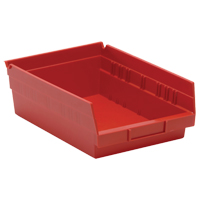 Shelf Bins, 8-3/8" W x 4" H x 11-5/8" D, Red, 30 lbs. Capacity Oxford Builders Supplies Inc