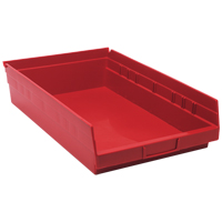 Shelf Bins, 11-1/8" W x 4" H x 17-7/8" D, Red, 40 lbs. Capacity Oxford Builders Supplies Inc