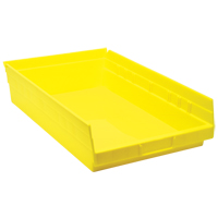 Shelf Bins, 11-1/8" W x 4" H x 17-7/8" D, Yellow, 40 lbs. Capacity Oxford Builders Supplies Inc