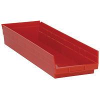 Bacs de rangement pour tablettes, 8-3/8" la x 4" H x 23-5/8" p, Rouge, Capacit&eacute; 50 lb Oxford Builders Supplies Inc
