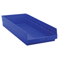 Shelf Bins, 11-1/8" W x 4" H x 23-5/8" D, Blue, 50 lbs. Capacity Oxford Builders Supplies Inc