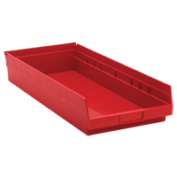 Shelf Bins, 11-1/8" W x 4" H x 23-5/8" D, Red, 50 lbs. Capacity Oxford Builders Supplies Inc