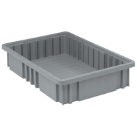 Divider Box&reg; Containers, Plastic, 16.5" W x 10.9" D x 3.5" H, Grey Oxford Builders Supplies Inc