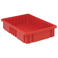 Divider Box&reg; Containers, Plastic, 16.5" W x 10.9" D x 3.5" H, Red Oxford Builders Supplies Inc
