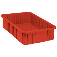 Divider Box&reg; Containers, Plastic, 22.5" W x 17.5" D x 6" H, Red Oxford Builders Supplies Inc
