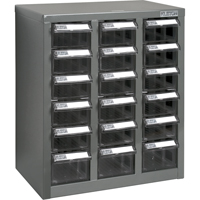 Casiers pour pi&egrave;ces KPC-600, Acier galvanis&eacute;, 18 tiroirs, 13-9/10" x 8-7/10" x 16-3/10", Gris Oxford Builders Supplies Inc