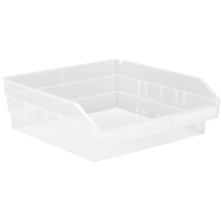Shelf Bins, 11-1/8" W x 4" H x 11-5/8" D, Clear, 30 lbs. Capacity Oxford Builders Supplies Inc