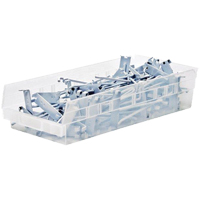 Shelf Bins, 6-5/8" W x 4" H x 23-5/8" D, Clear, 50 lbs. Capacity Oxford Builders Supplies Inc