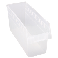 Store-Max Shelf Bins, 6-5/8" W x 8" H x 17-7/8" D, Clear, 56 lbs. Capacity Oxford Builders Supplies Inc
