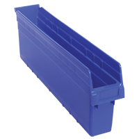 Store-Max Shelf Bins, 4-3/8" W x 8" H x 23-5/8" D, Blue, 68 lbs. Capacity Oxford Builders Supplies Inc